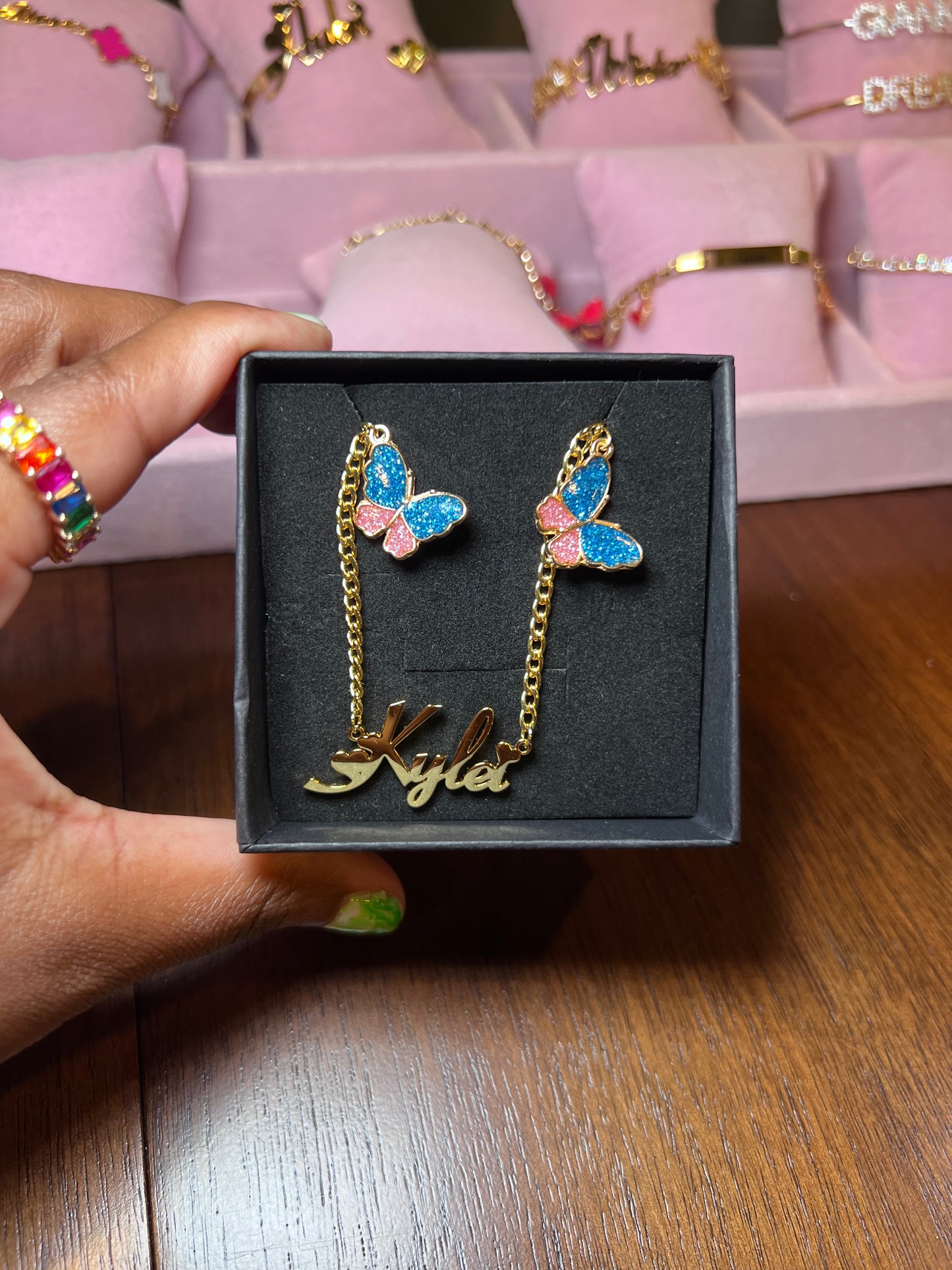 Glitter Butterfly Charmed Name Set