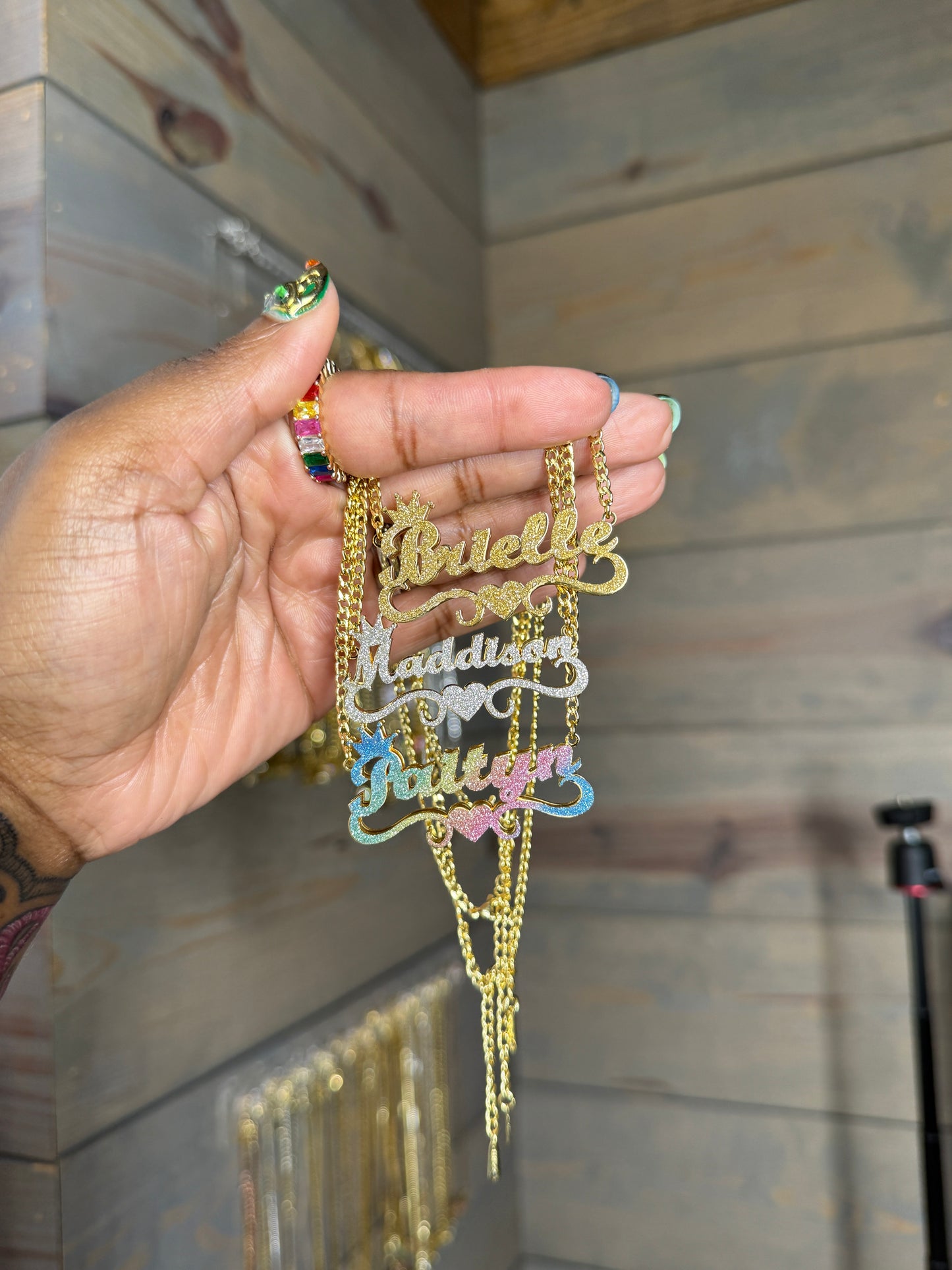 Double Plated Glitz Personalized Glitter Name Necklace