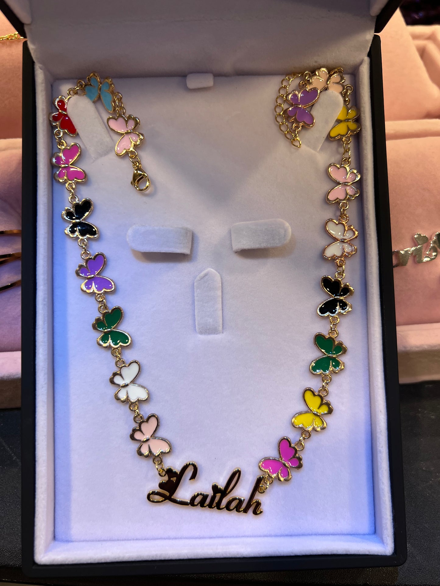 Custom Butterfly Charm Link Necklace
