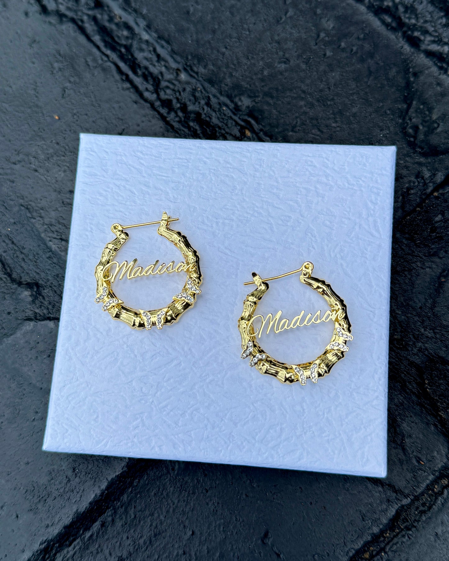 Sparkling Butterfly Bamboo Hoops