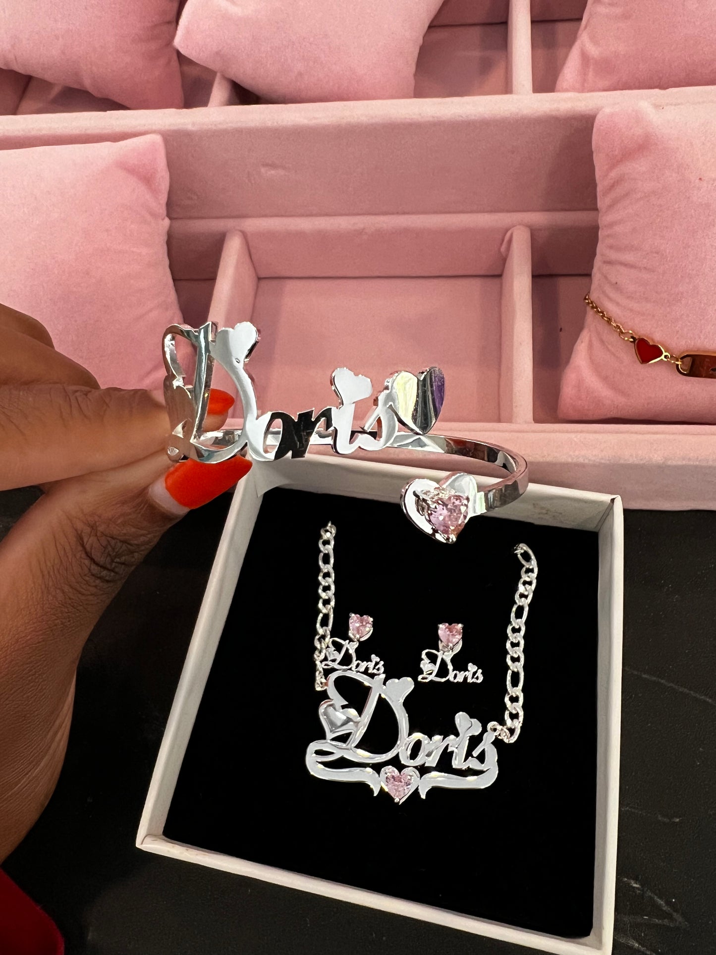 Birthstone Heart's Halo Name Trio