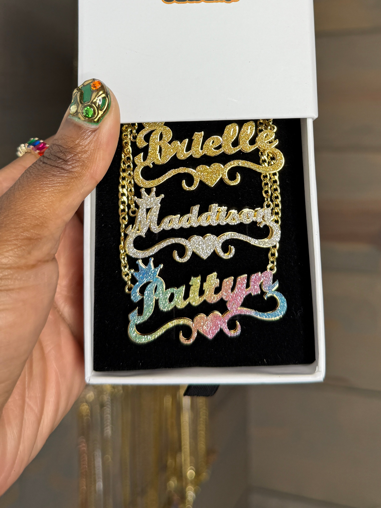Double Plated Glitz Personalized Glitter Name Necklace