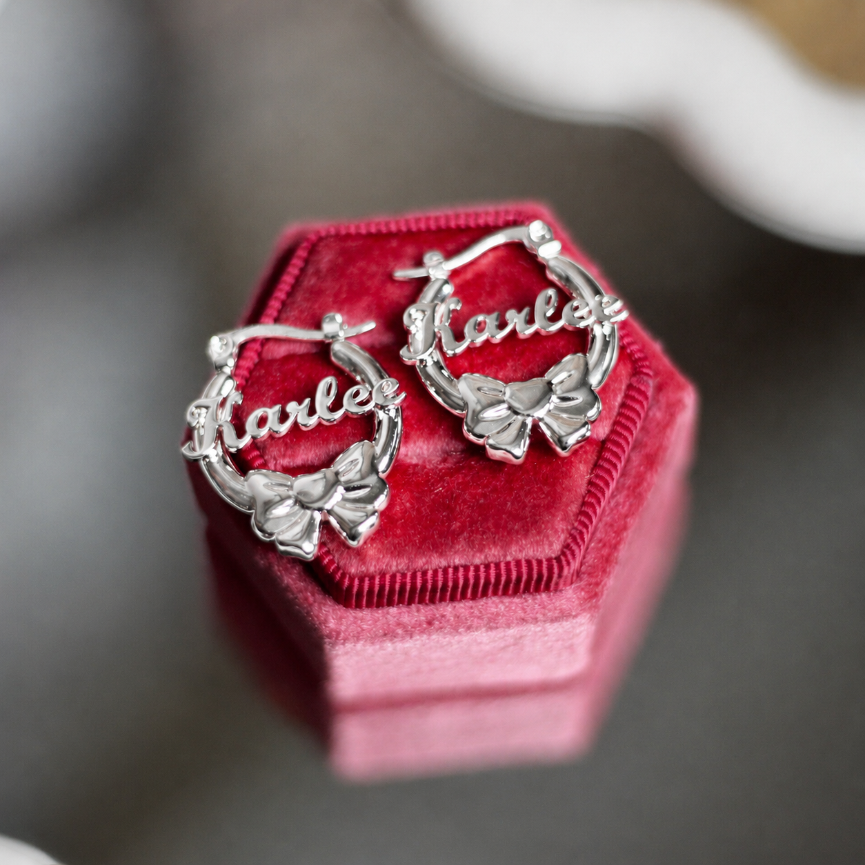 Bow-Tiful Custom Name Hoops