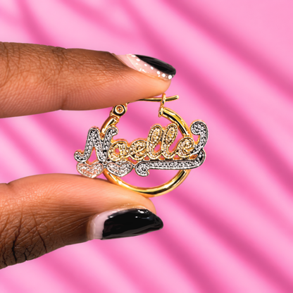 2 Tone Custom Name Hoops