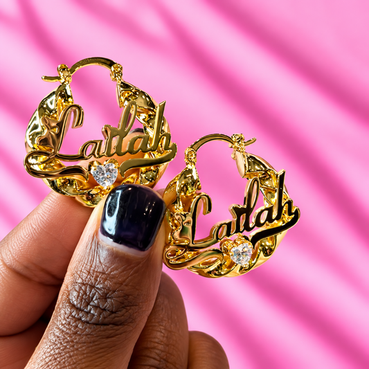 Birthstone Coi Twist Name Hoops
