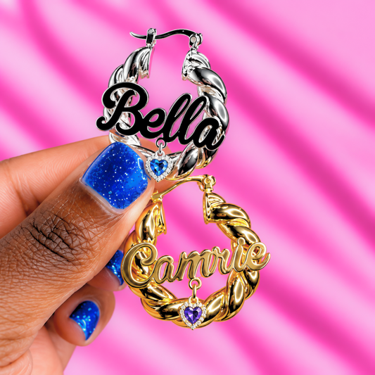 Name Drop Dangle Hoops