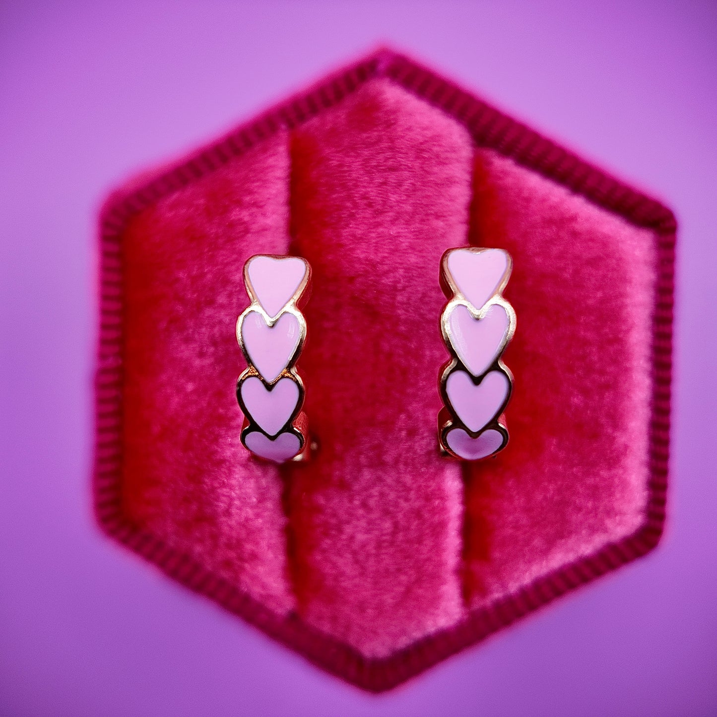 Hearts Stack Huggie Hoops