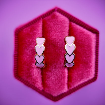 Hearts Stack Huggie Hoops