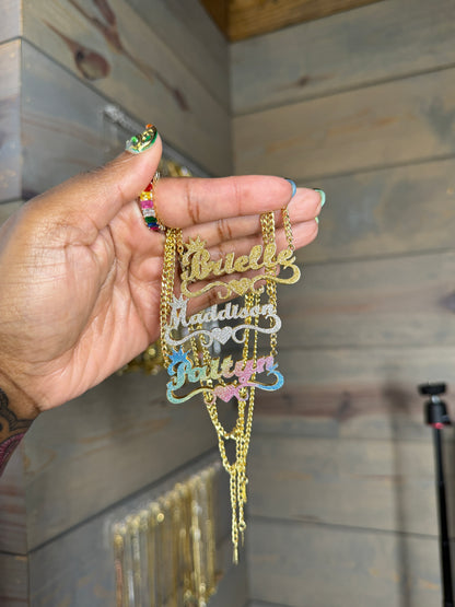 Double Plated Glitz Personalized Glitter Name Necklace