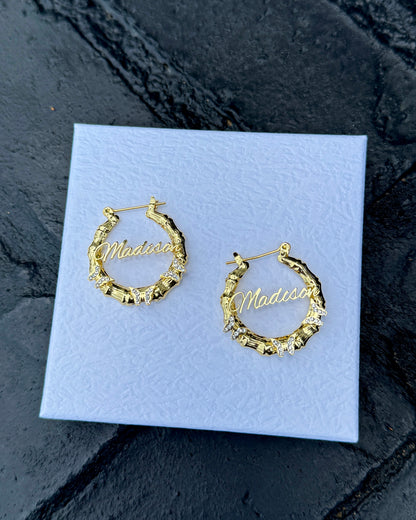 Sparkling Butterfly Bamboo Hoops