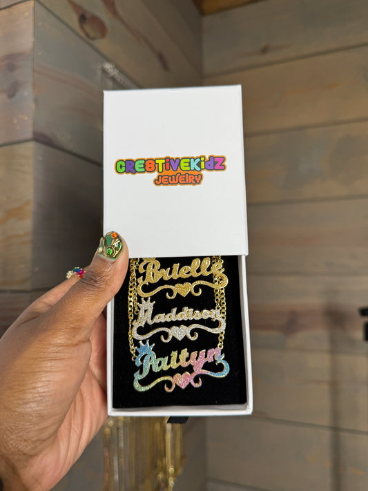 Double Plated Glitz Personalized Glitter Name Necklace