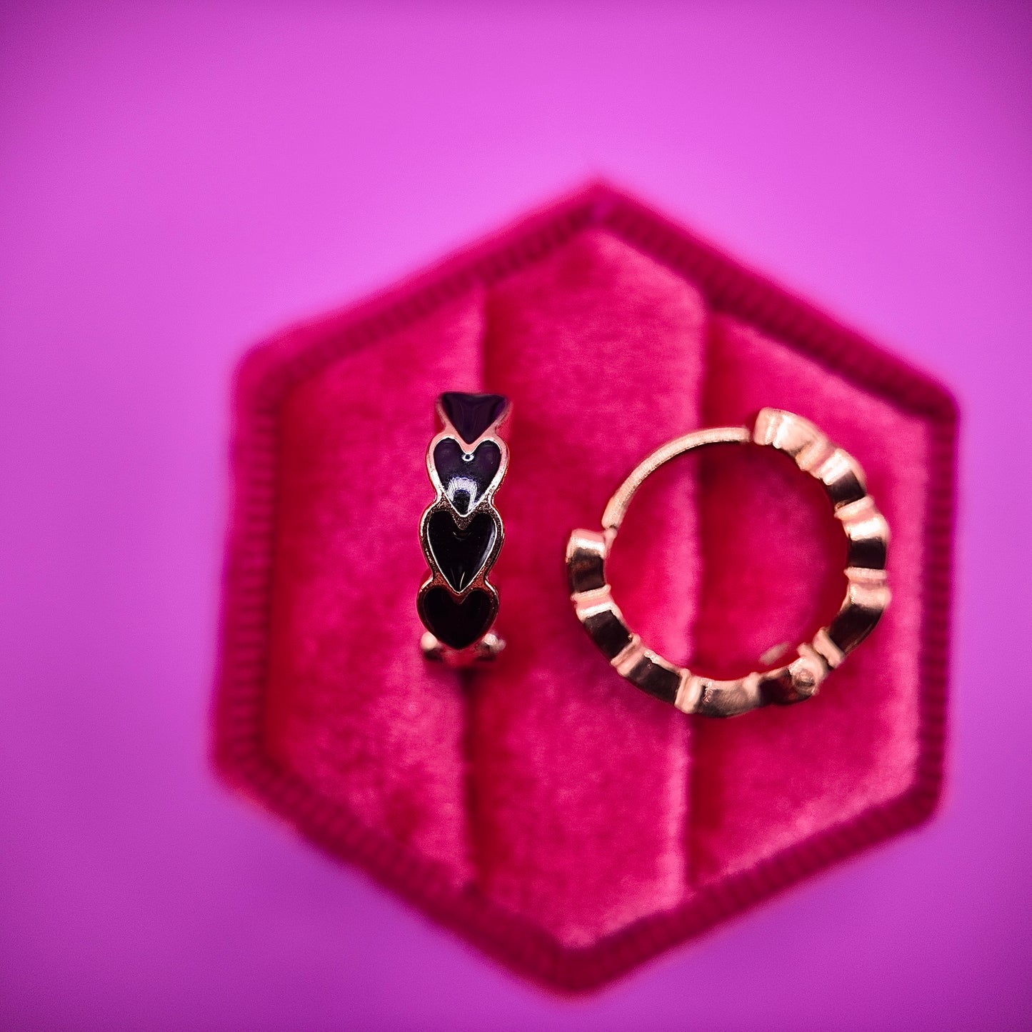 Hearts Stack Huggie Hoops