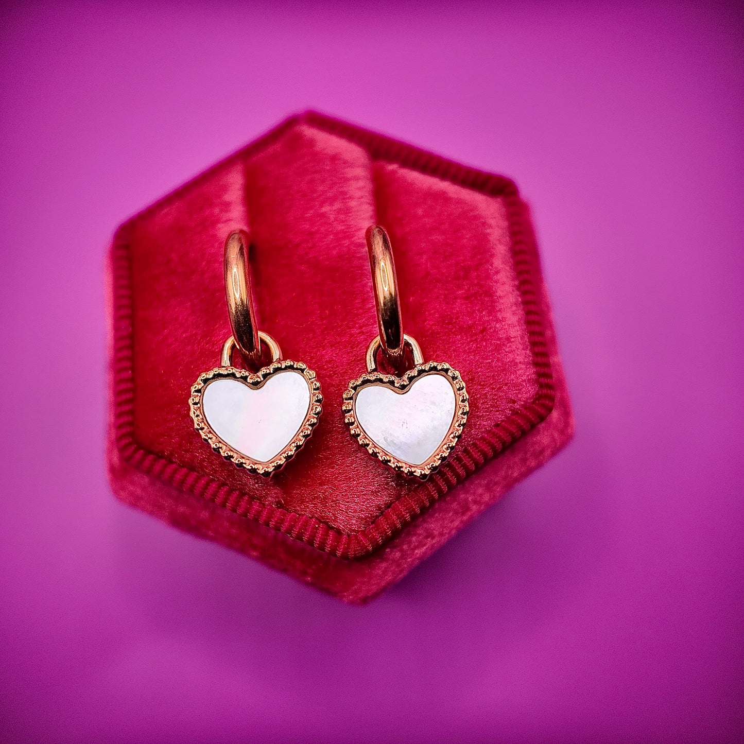 Iridescent Heart Huggie Charms