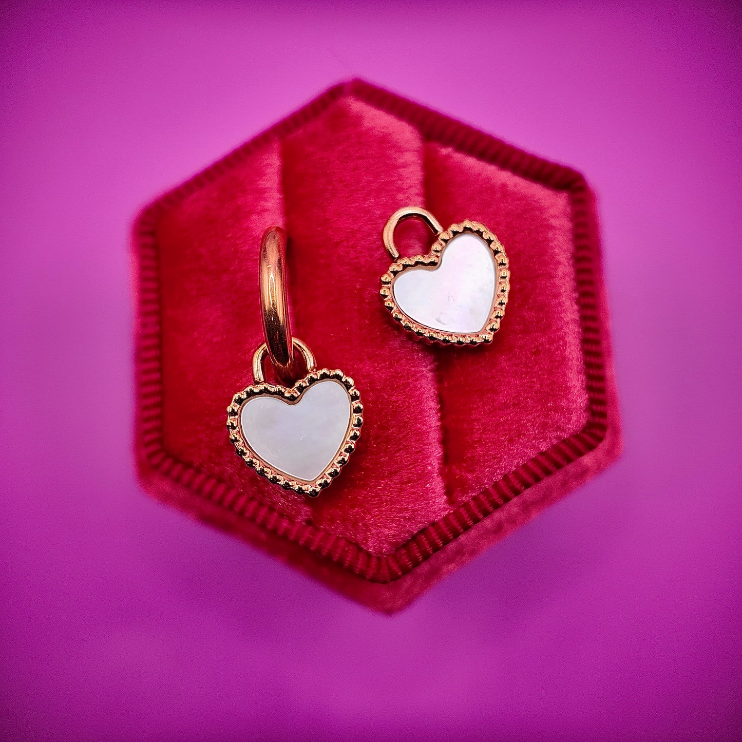 Iridescent Heart Huggie Charms