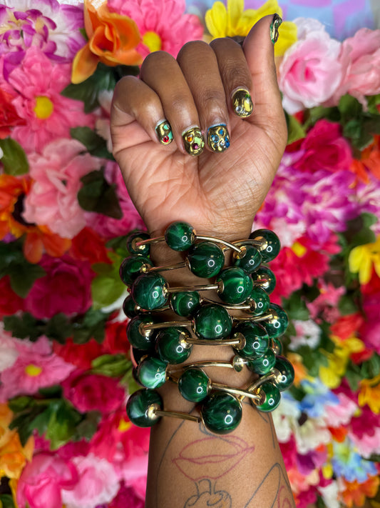 Chunky Luxe Green+Gold Stack