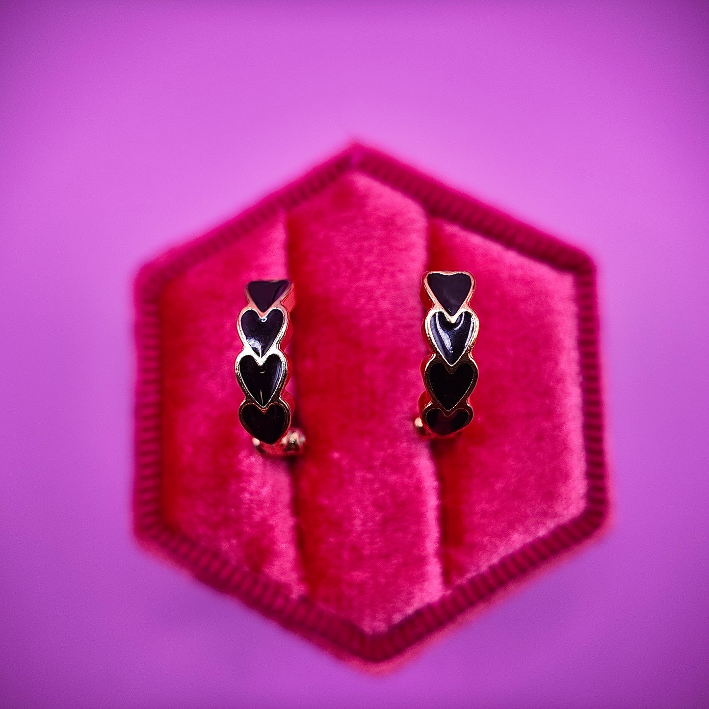 Hearts Stack Huggie Hoops