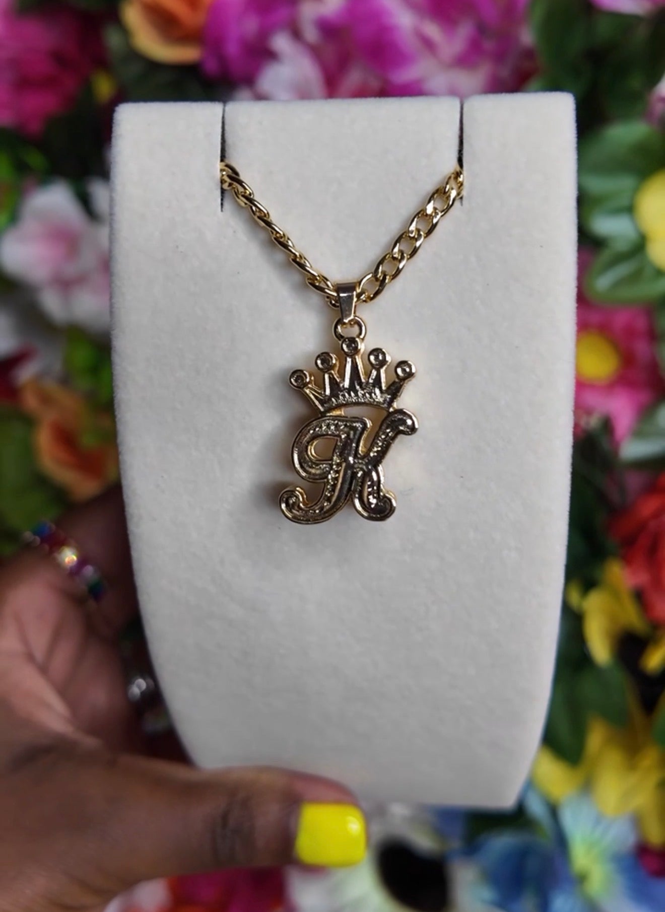 Crown Me Double Layer Initial Pendant Necklace