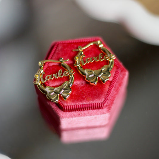 Bow-Tiful Custom Name Hoops