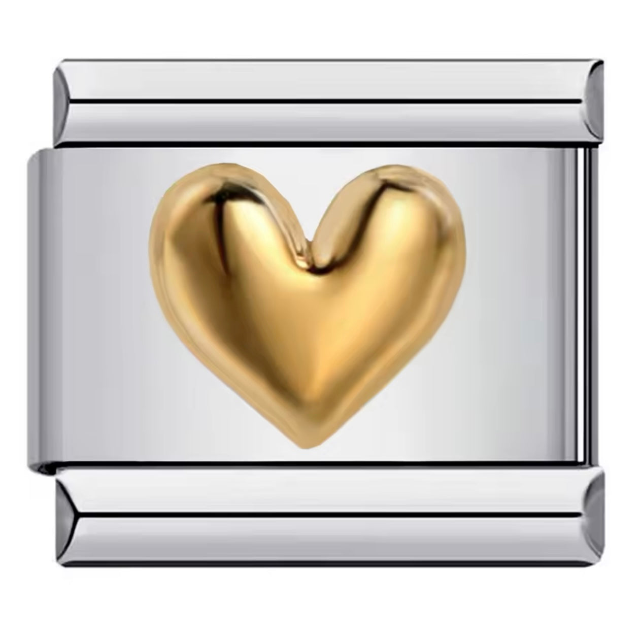 Gold Heart On Silver Charm