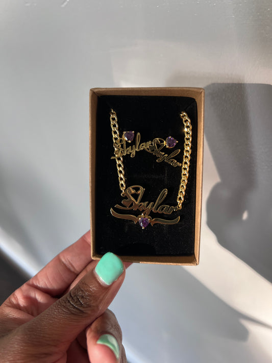 Birthstone Heart's Halo Personalized Name Set