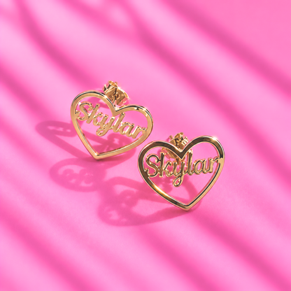 Lovestruck Heart Stud Personalized Earrings