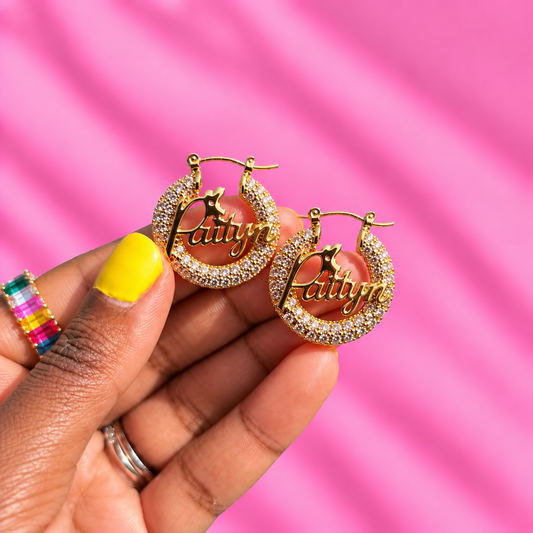Personalized Crystal Round Hoops
