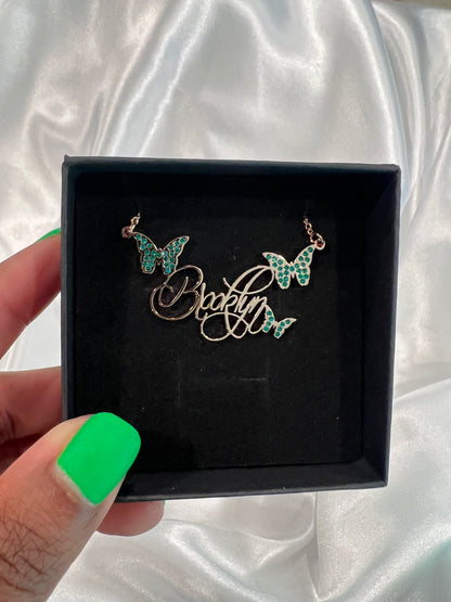 Dainty Birthstone Butterfly Personalized Name Necklace