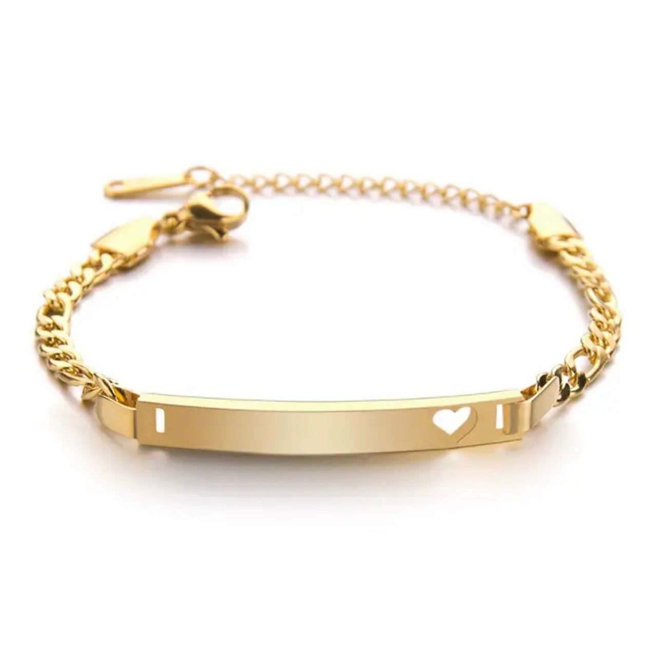 Figaro Link ID Engraved Name Bracelet