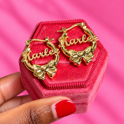 Bow-Tiful Custom Name Hoops