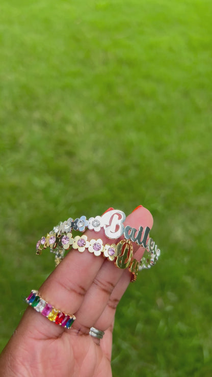 Flower Birthstone Name Bangle