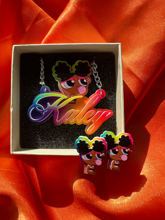 Character Necklace + Earring Set