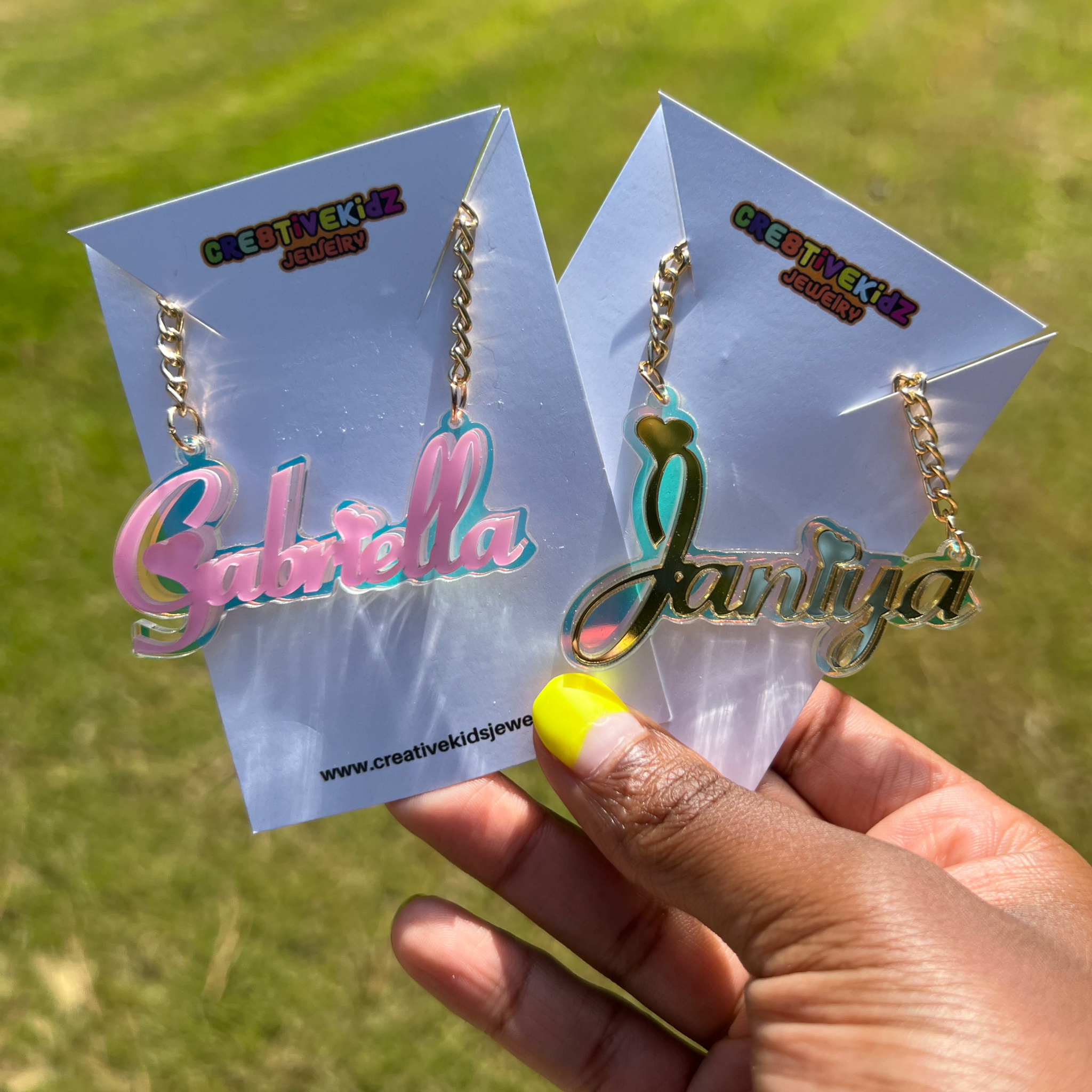 Acrylic name plate necklace deals